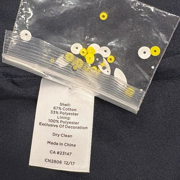 Talbots Petite Navy Twill Sequin Fish Embroidered Sheath Dress size 8 - Picture 5 of 9